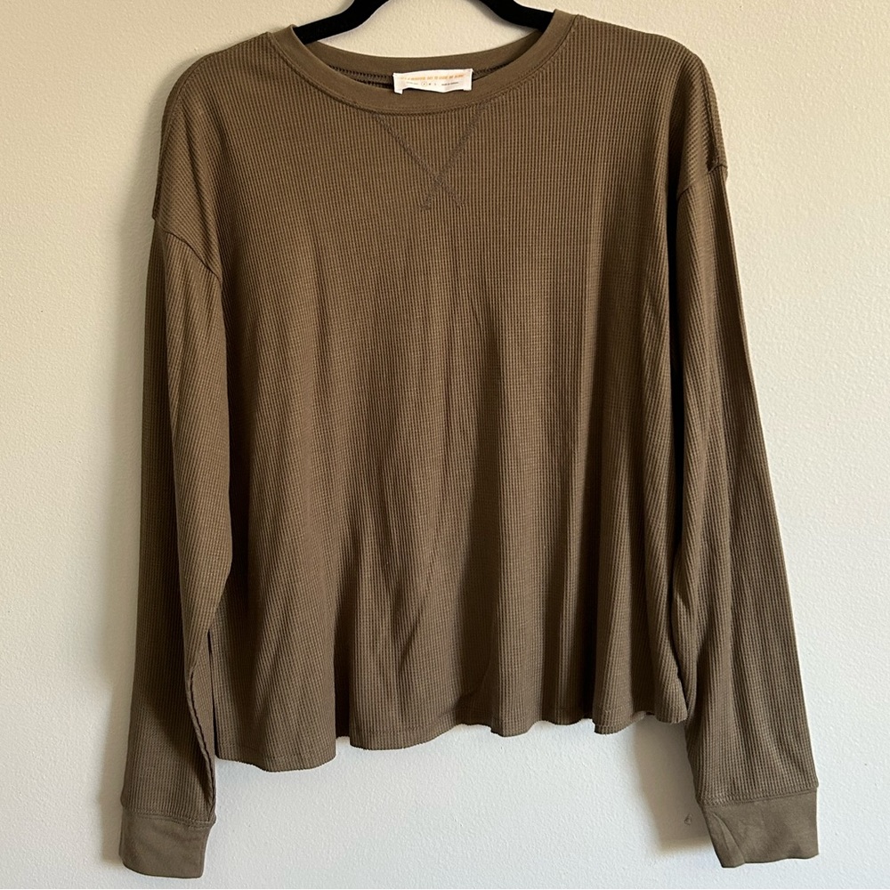 Long sleeve waffle shirt